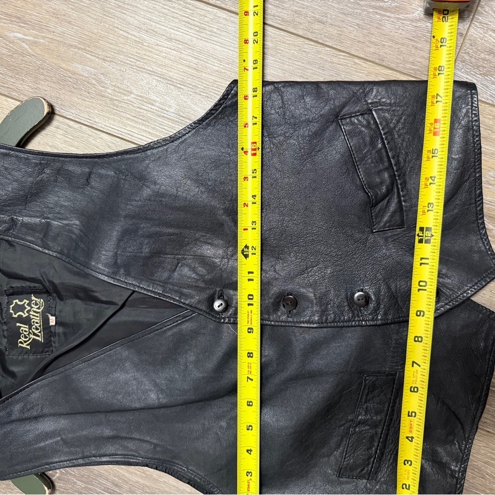 Real Leather Black Vest ( measurements posted - Picture 6 of 10